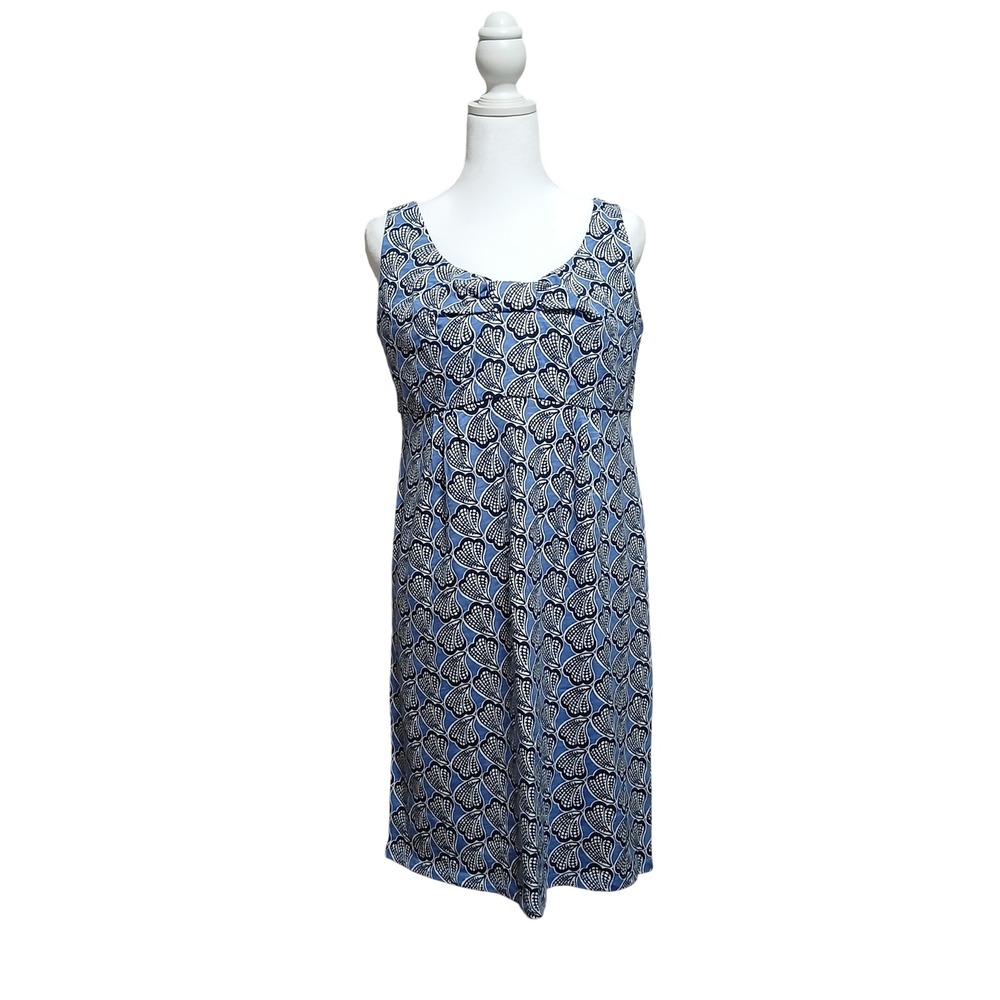 Boden‎ Womens Blue White Seashell Print Cotton Jersey Empire Waist Dress US 8R